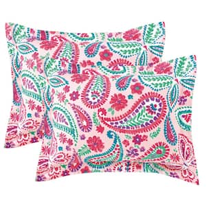Watercolor Flutter 4-Piece Multi-Color Full Comforter Set with a decorative pillow