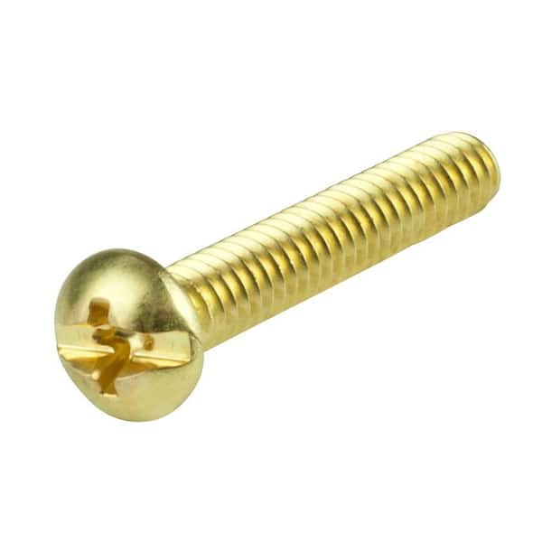 Everbilt 1/4 in.-20 x 1-1/2 in. Combo Round Head Brass Machine Screw (2-Pack)