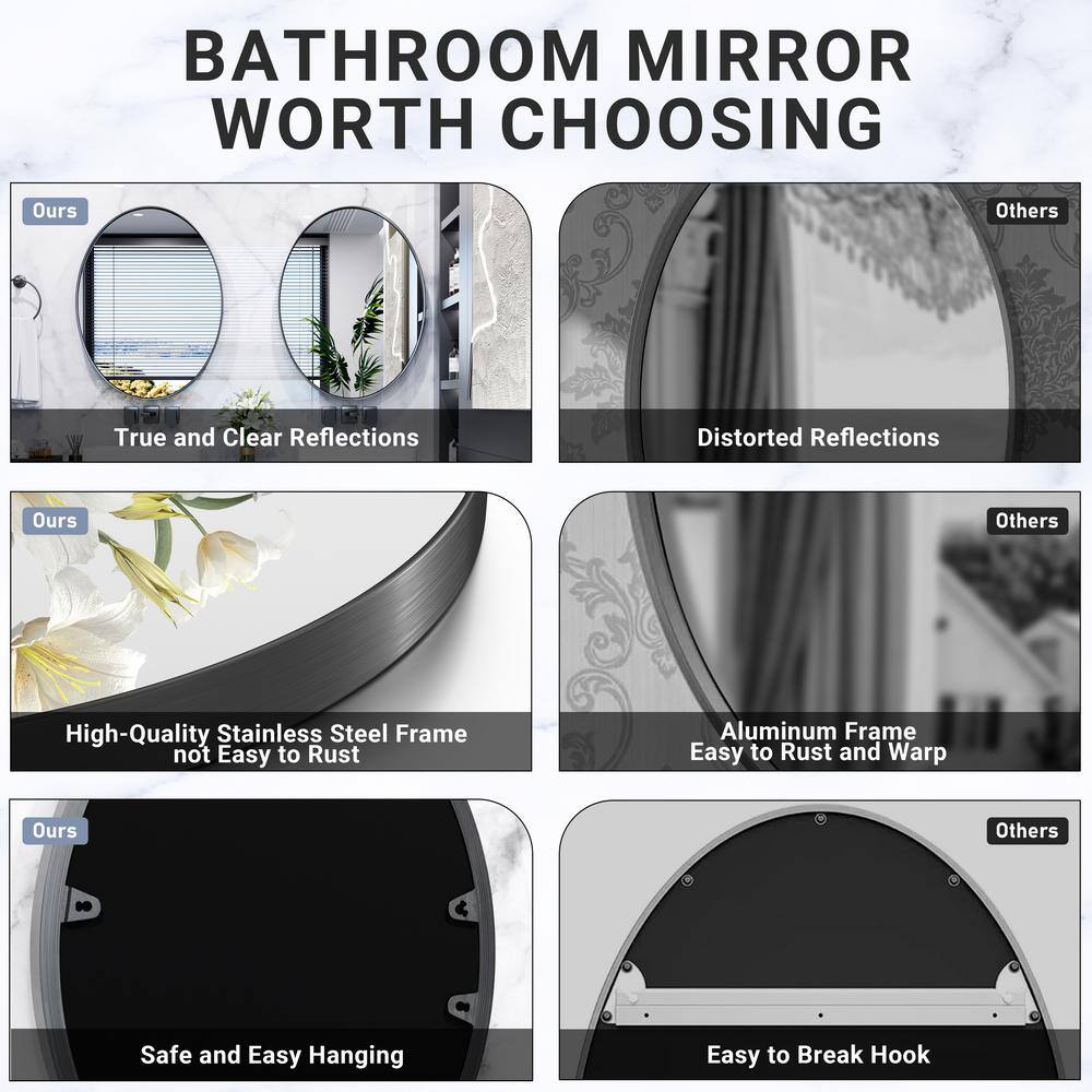 Oval Gold Stainless Steel Bathroom Vanity Mirror