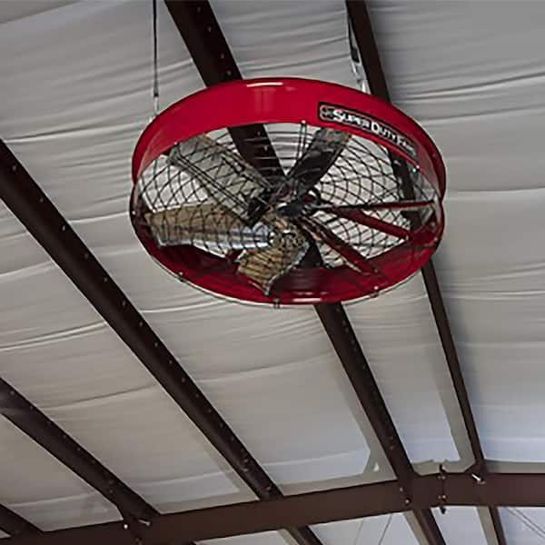 SUPER DUTY FANS 4 ft. Industrial Ceiling Fan in Red for 2,000 sq