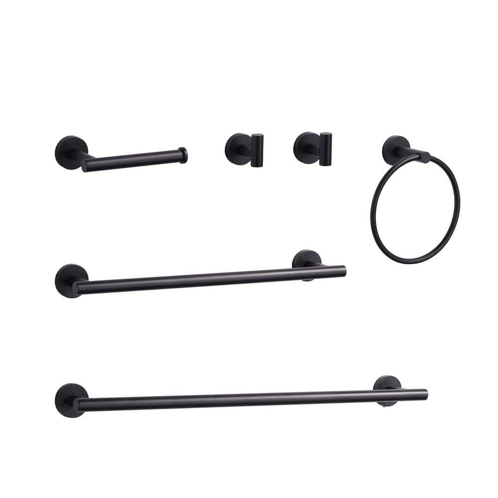 6-Piece Wall Mount Bath Hardware Set with Towel Ring, Toilet Paper Holder, Towel hook and Towel Bar in Matte Black price history on PriceWatchPro