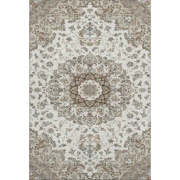 Mayfield Premium Machine Washable Abstract AMF2495 Ivory 10 ft. x 14 ft. Area Rug
