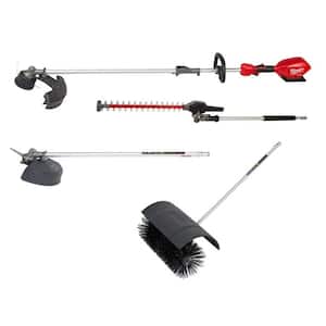 M18 FUEL 18V Lithium-Ion Brushless Cordless String Grass Trimmer w/Brush Cutter/Bristle Brush/Hedge Trimmer Attachments