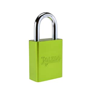 Black solid aluminum 50 mm Keyed Padlock in Green with short Shackle