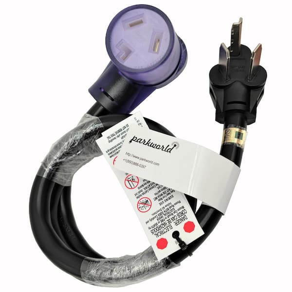 4 ft. 10/3 30 Amp 125/240-Volt 3-Prong Indoor/Outdoor NEMA 10-30 Dryer Extension Cord with Lighted End, Black,UL Listed