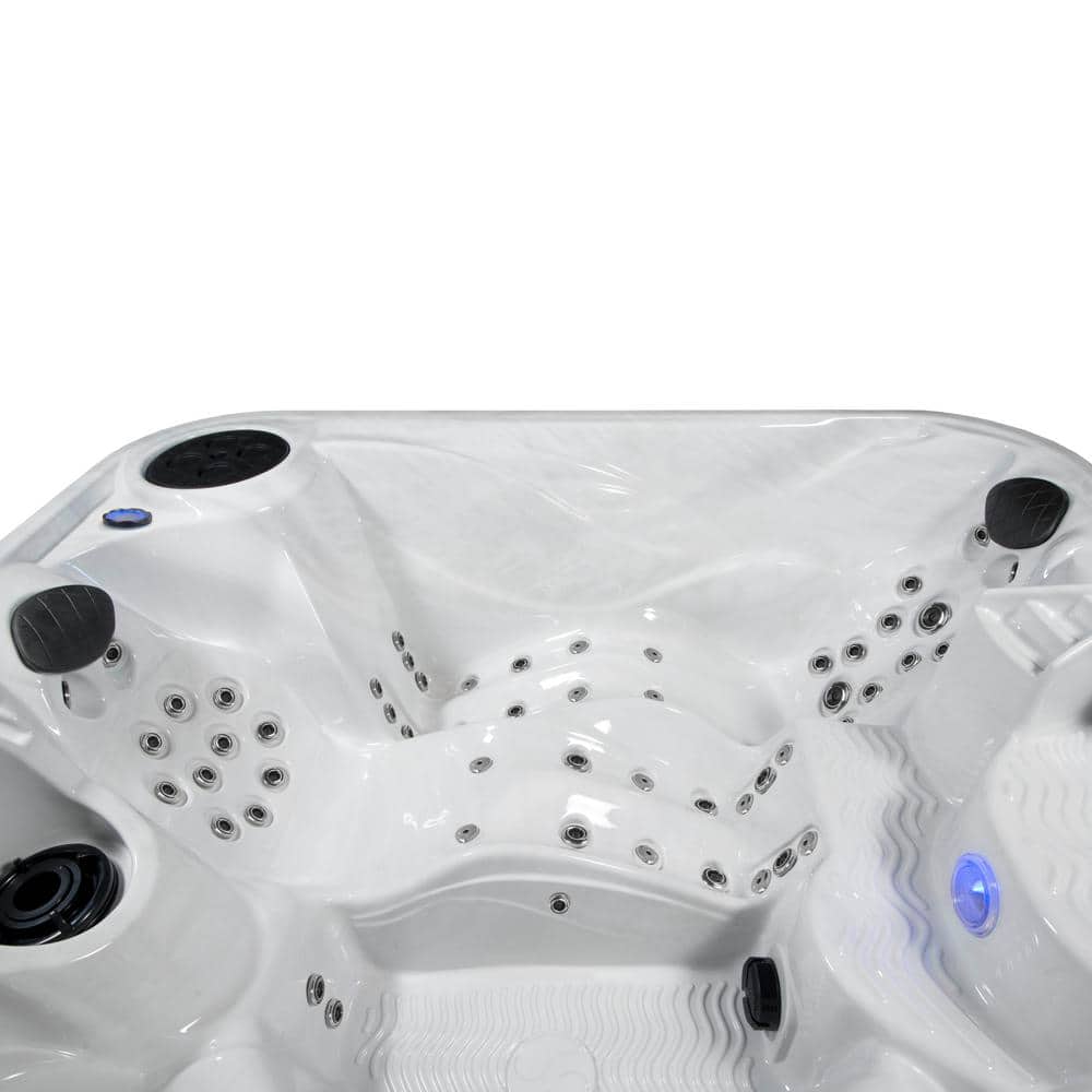 Amplified 100-Jet 6-Person Square Brown and White Hot Tub