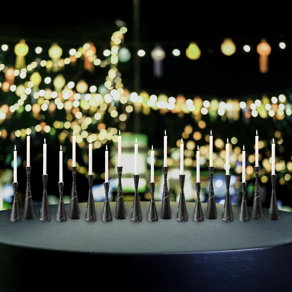 Black Marble Resin Taper Candle Holders, Pack of 18