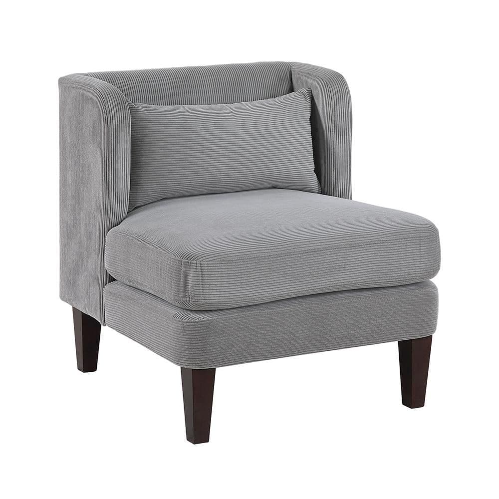 Alby Dark Gray Corduroy Fabric Upholstery Accent Arm Chair