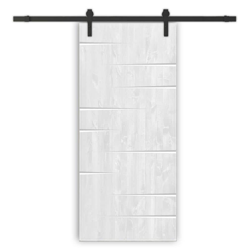 24 in. x 84 in. White Stained Pine Wood Modern Interior Sliding Barn Door with Hardware Kit price history on PriceWatchPro