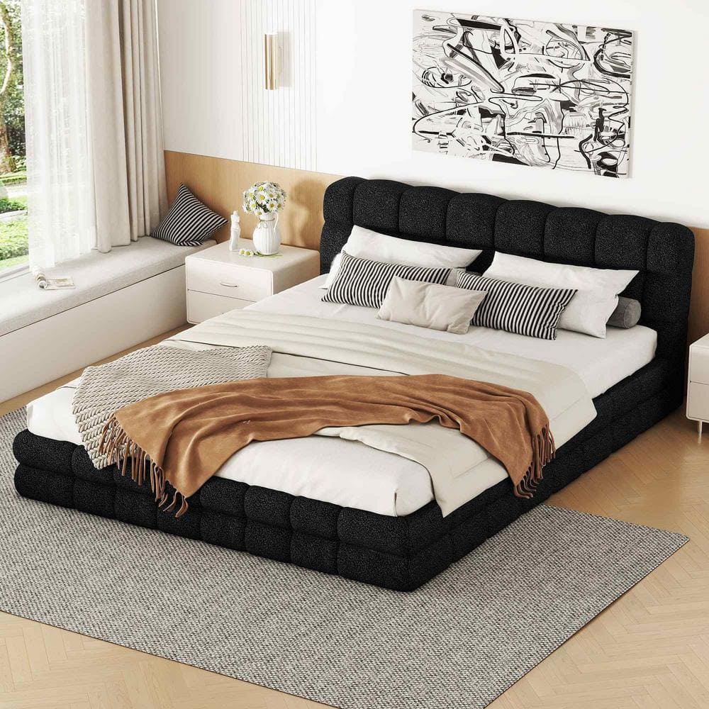 Gray Wood Frame Queen Platform Bed price history on PriceWatchPro