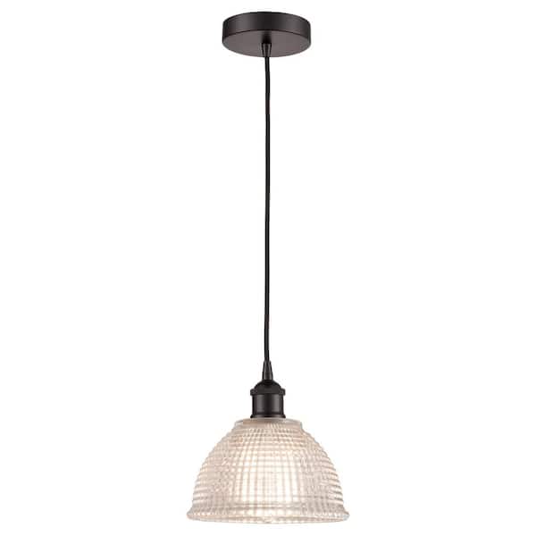 Arietta 60-Watt 1-Light Oil Rubbed Bronze Standard Mini Pendant Light with Clear Glass Shade, No Bulbs Included