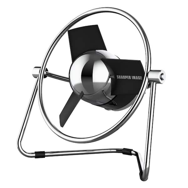 Sharper Image SBM1 USB Fan with 4.4 in. Soft Blades, 2 Speeds, Touch Control, Metal Frame, Wall Adapter, 6 ft. USB Cable