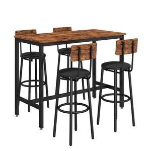 URTR 5-Piece Kitchen Counter Height Table Dining Set, Wood Top and Metal  Frame Bar Table with 4 Chairs, Dark Brown T-01236-P - The Home Depot