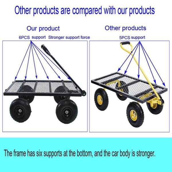 1100 lbs. Capacity Mesh Steel Garden Cart in Green with Removable Sides and  Wheels