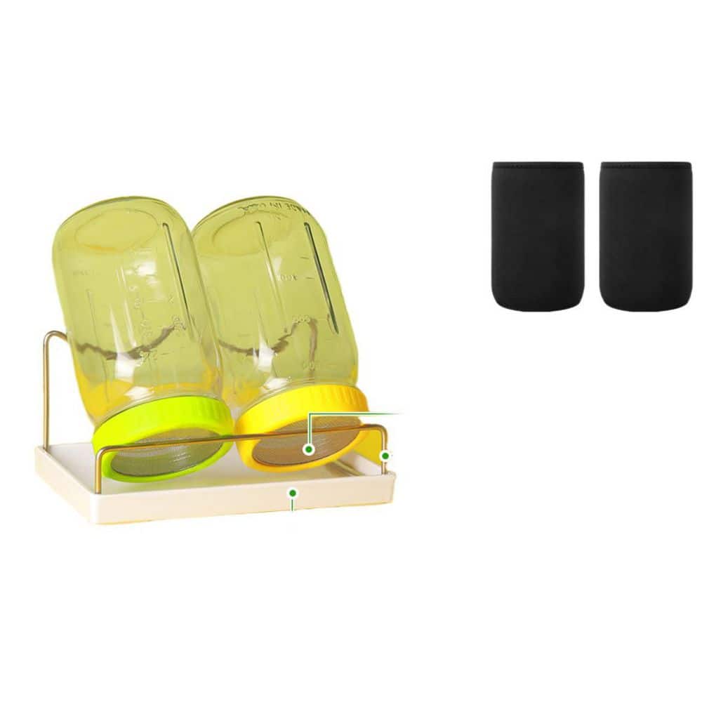 Seed Sprouting Kit w/ 2 Large Mason Jars &Sprout Lids, Blackout Sleeves, Drain Tray, Stainless Steel Stand, Yellow+Green price history on PriceWatchPro