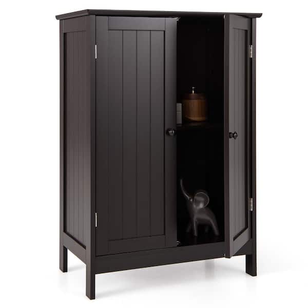 Freestanding Bathroom Cabinet, 2 Doors with Interior Shelf, Small Space Floor Organizer