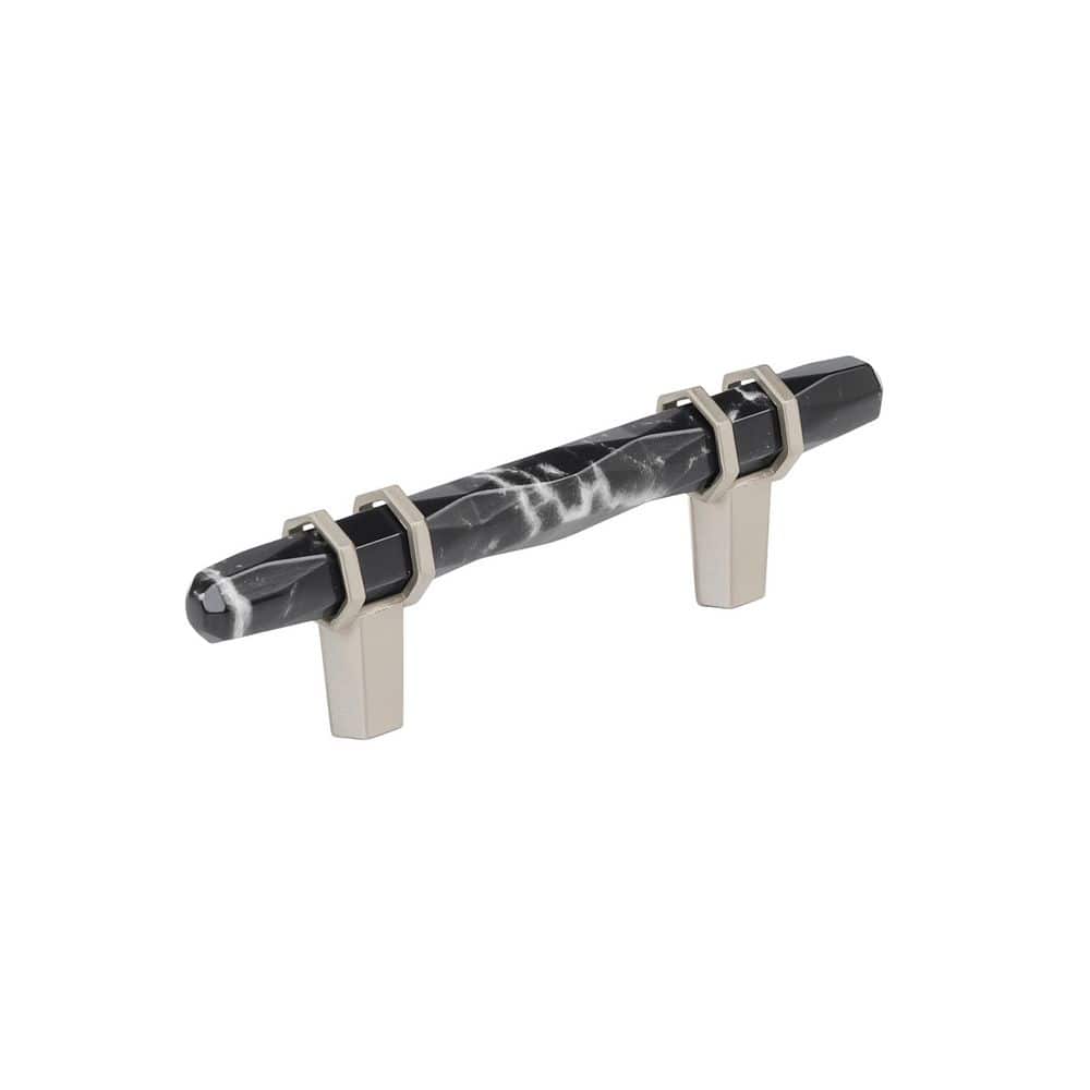 Carrione 3 in. (76mm) Center-to-Center Marble Black/Satin Nickel Bar Cabinet Pull price history on PriceWatchPro