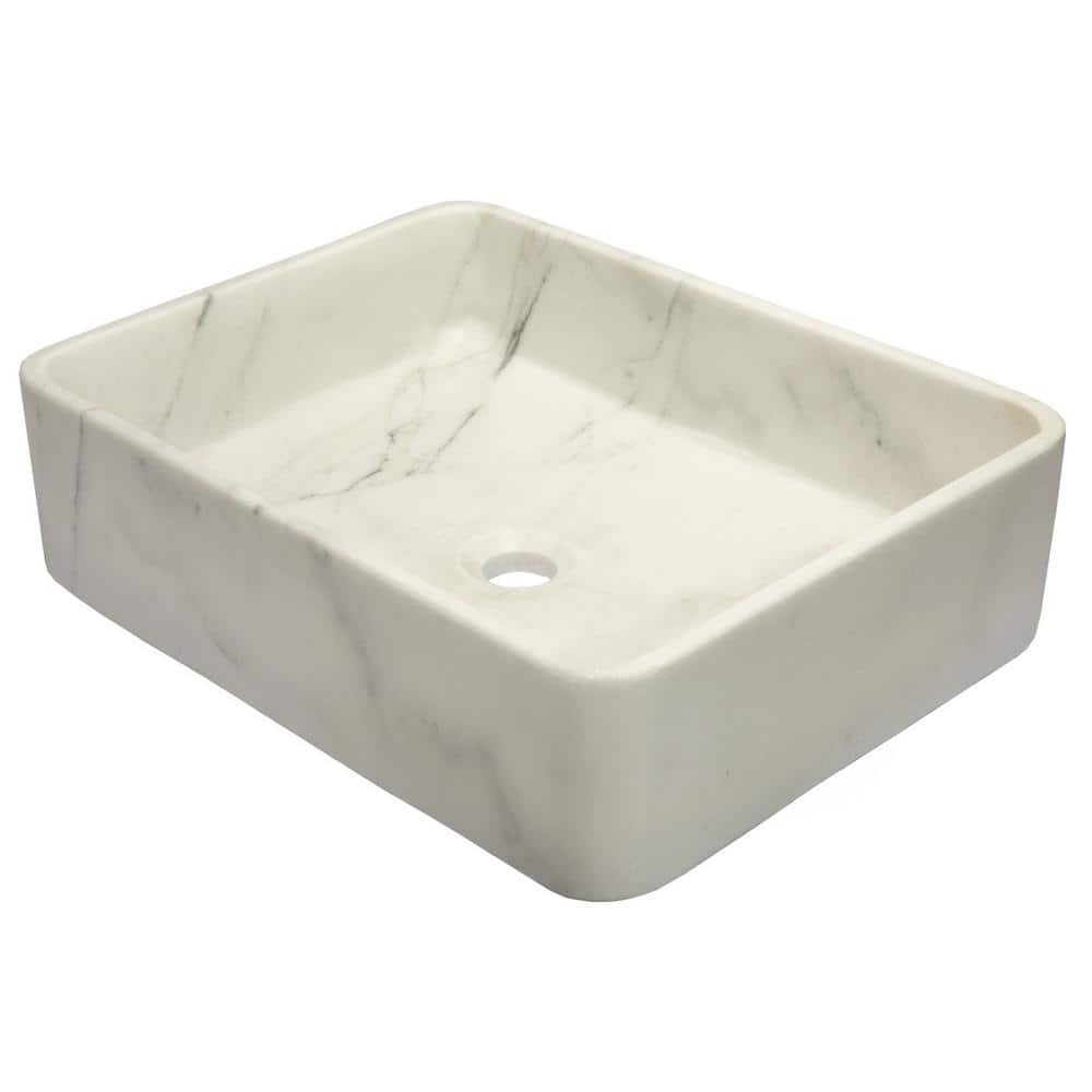 Guanxi White Marble Rectangular Vessel Bathroom Sink