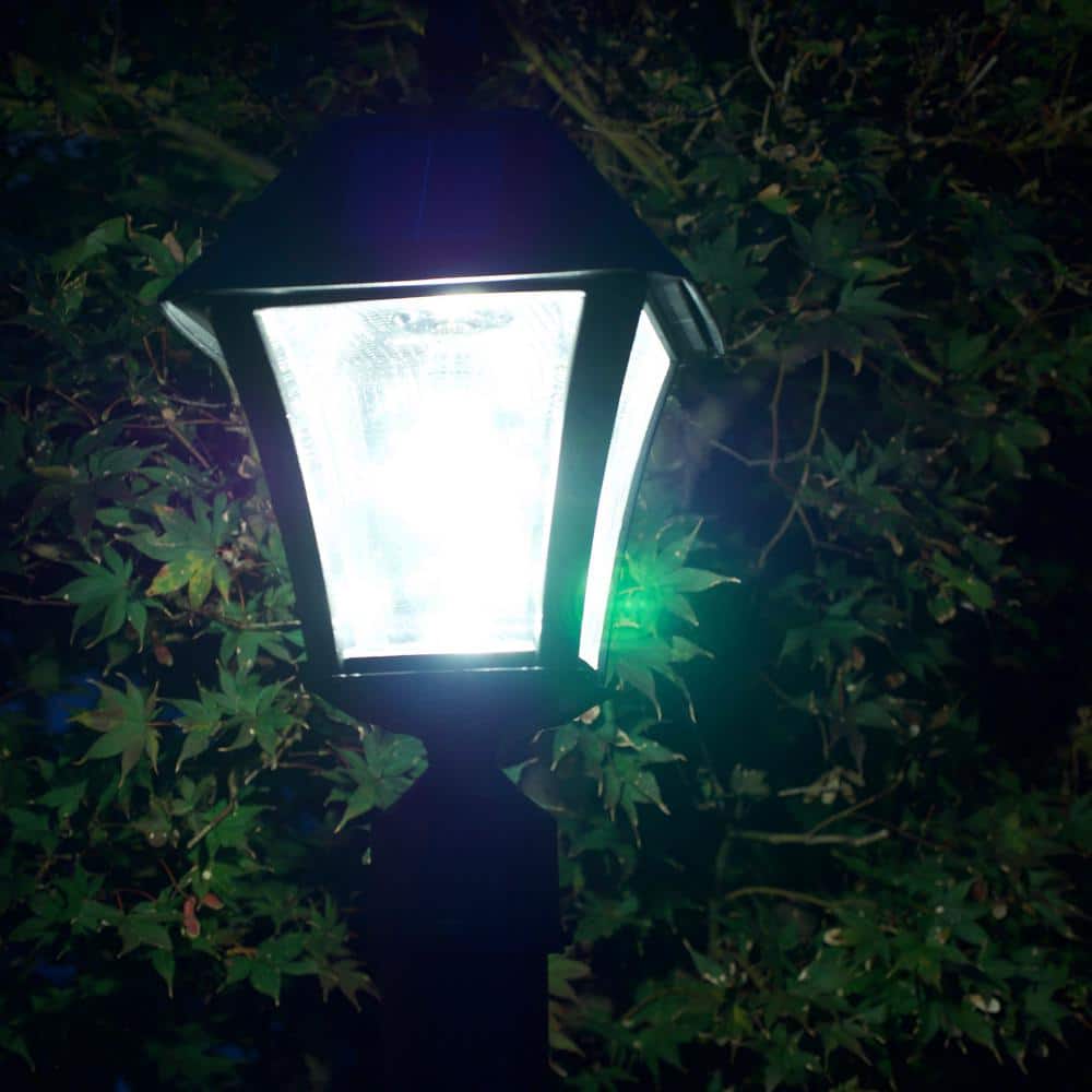 Black Solar Powered LED Dusk to Dawn Lantern Post