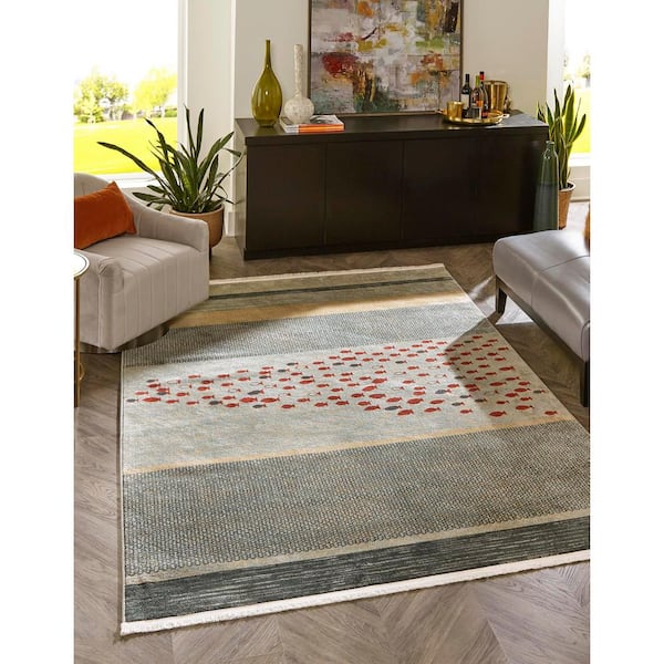 Fars Jordan Light Blue 6' 0 x 9' 0 Area Rug
