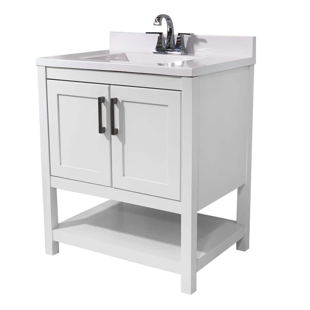 Tufino 31'' White Freestanding Bathroom Vanity with Marble Top
