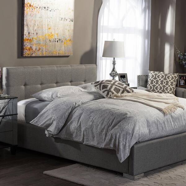 Baxton Studio Regata Gray Queen Upholstered Bed