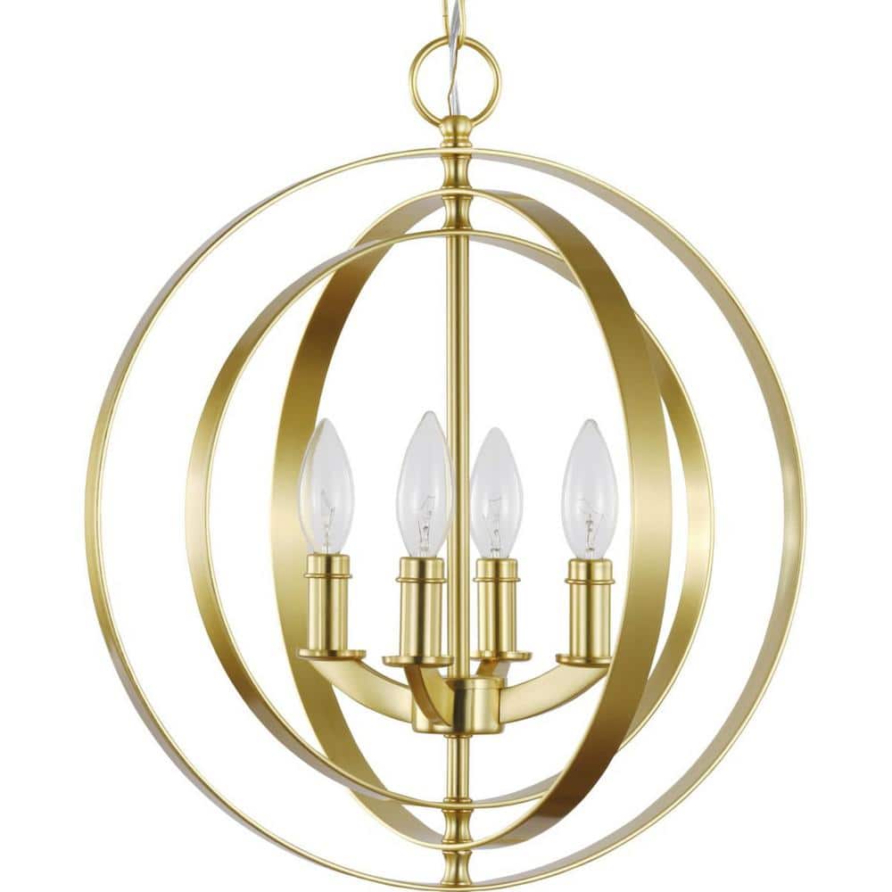 Equinox 16'' Satin Brass Globe Pendant Light with Crystal Accents