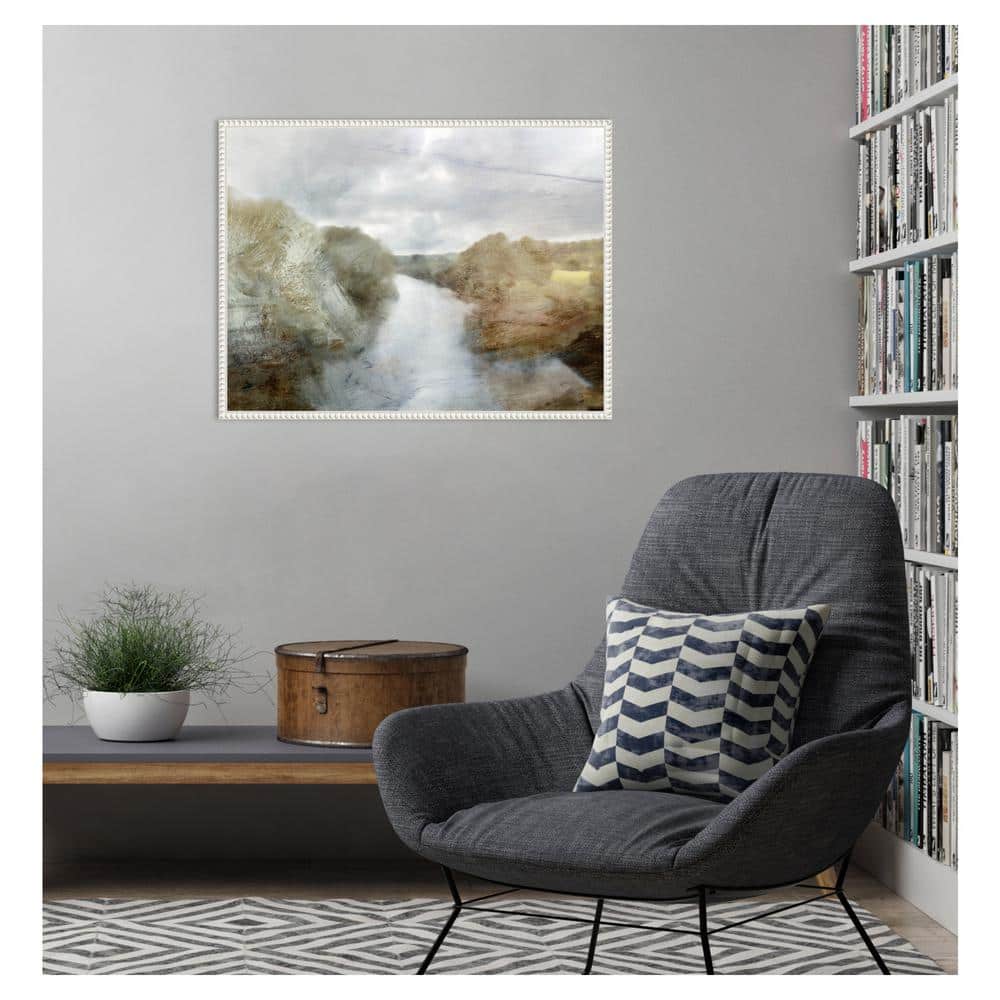 Sylvie Beaded White Framed Abstract Landscape Canvas Print