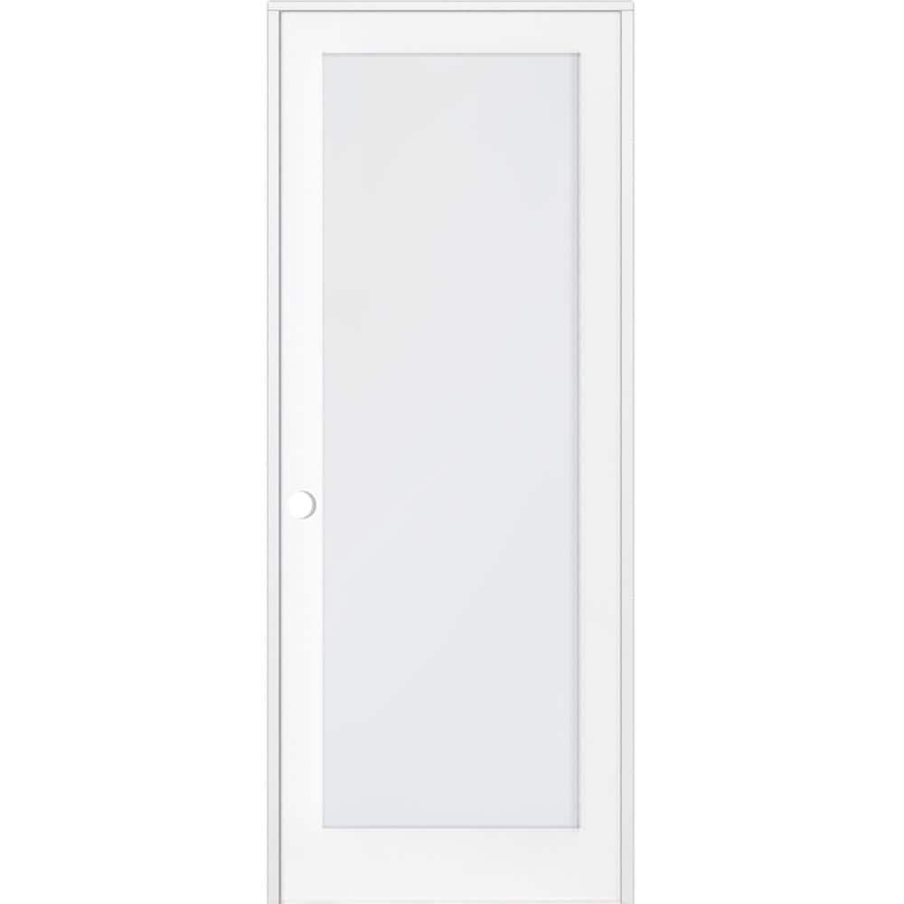 Krosswood Doors 24 in. x 96 in. 1-Lite Satin Etch Solid Core MDF Primed ...