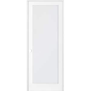 24 in. x 96 in. 1-Lite Satin Etch Solid Hybrid Core MDF Primed Right-Hand Single Prehung Interior Door
