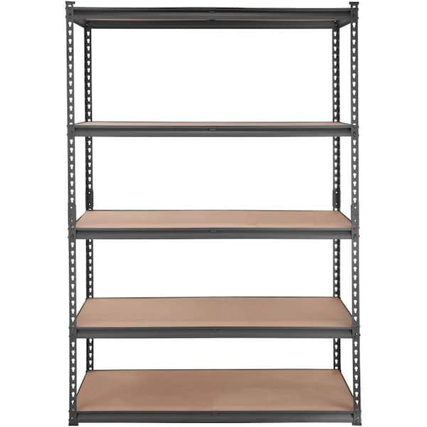 5-Shelf Metal Heavy Duty Freestanding Garage Storage Shelving Unit in Black (48 in. W x 72 in. H x 24 in. D)