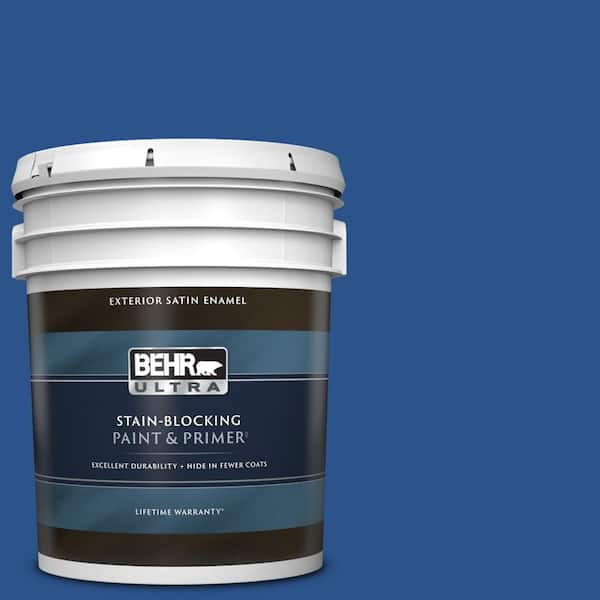 BEHR ULTRA 5 gal. #P520-7 Flashy Sapphire Satin Enamel Exterior Paint & Primer