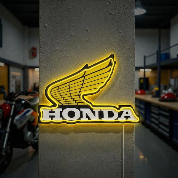 American Art Decor Motorcycle Sign 12 in. x 20 in. Multi-Color