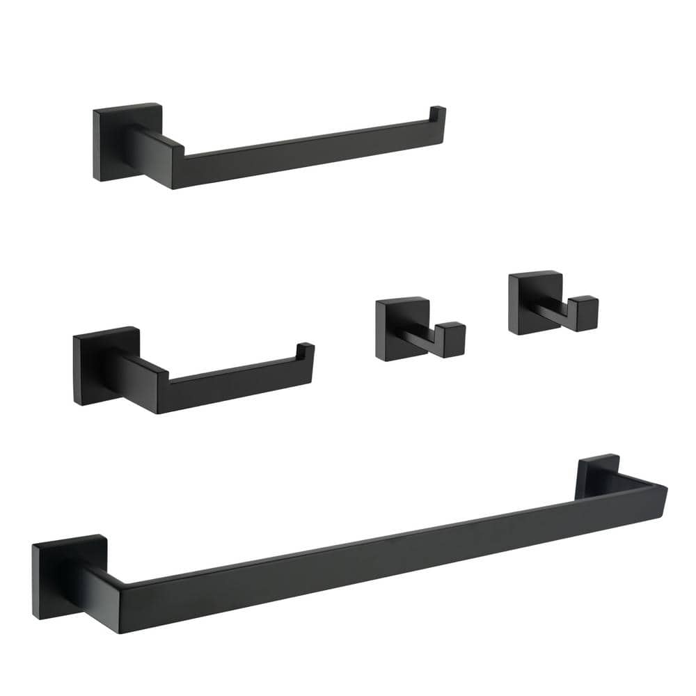 5-Piece Bath Hardware Set Mounting Hardware Included in Matte Black price history on PriceWatchPro