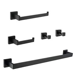 5-Piece Bath Hardware Set Mounting Hardware Included in Matte Black