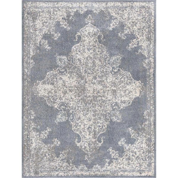 Unique Loom Tuareg Medallion Gray 9' 0 x 12' 0 Area Rug