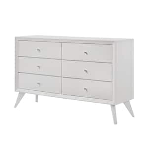 Cerys White Finish 6-Drawers 16.61 in. Dresser without Mirror