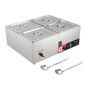 42 qt /40L 4-Pan Electric Countertop Food Warmer Buffet Server in Stainless Steel with 4 x 10.5 qt  Pan