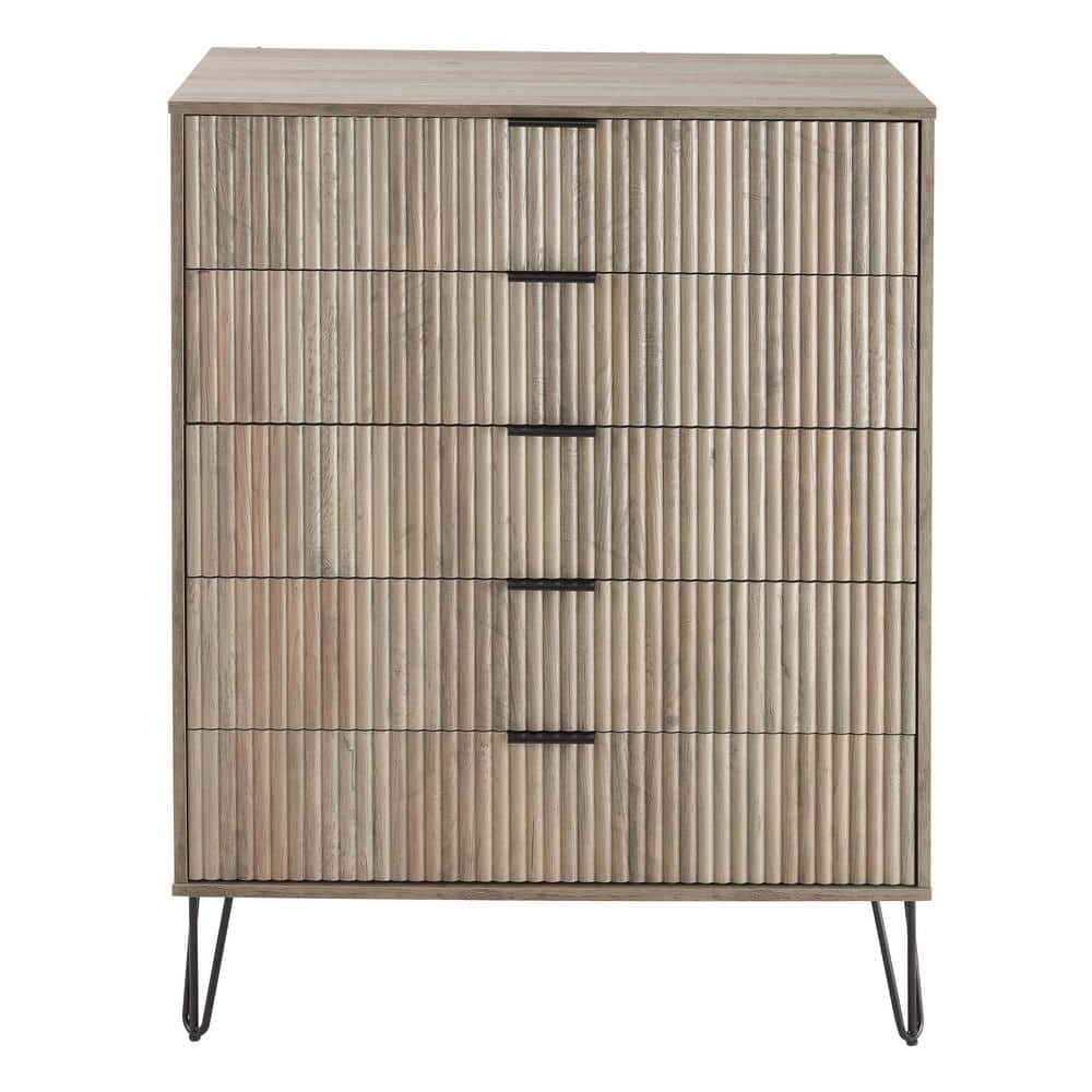 DUMBO Grey Modern 5-Drawer 35.19 in. W Dresser price history on PriceWatchPro