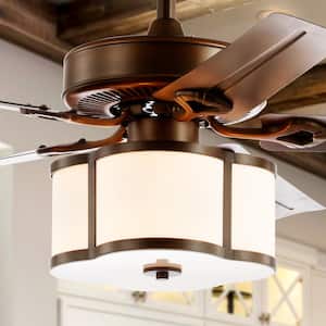 Edith 52 in. Satin Bronze 3-Light Metal/Wood LED Ceiling Fan with Light and Remote