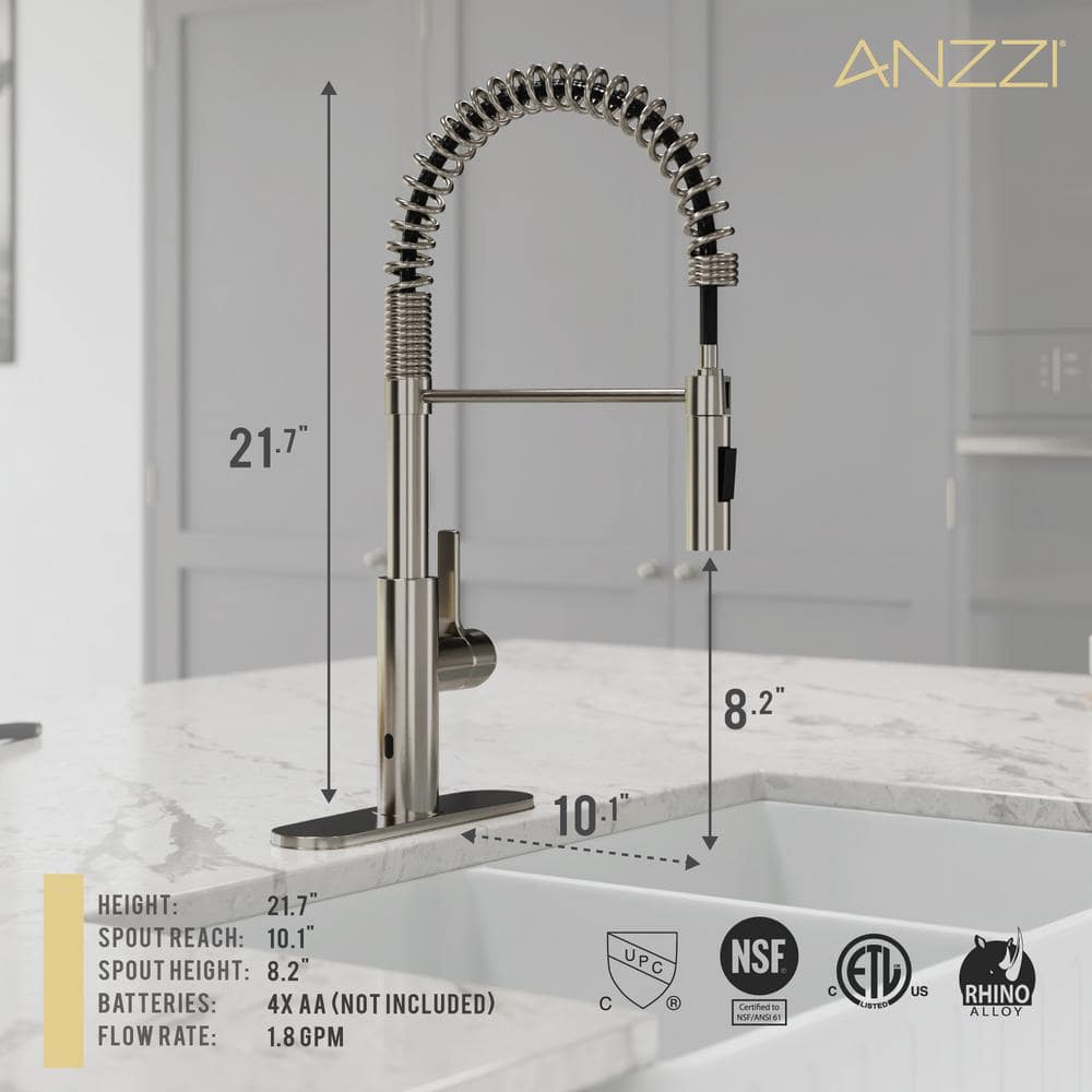 Brushed Nickel Touchless Pull-Down Kitchen Faucet with Motion Sensor