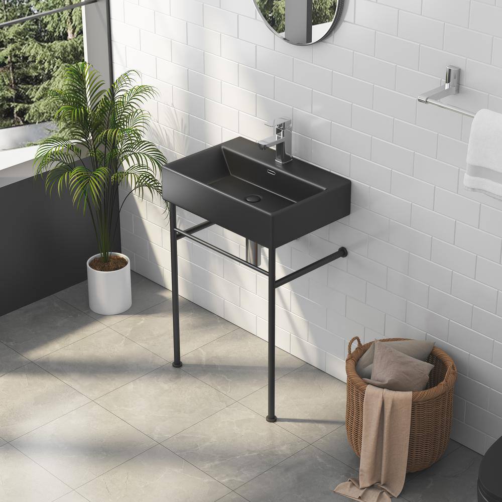Turner Matte Black Ceramic Wall-Mount Console Sink