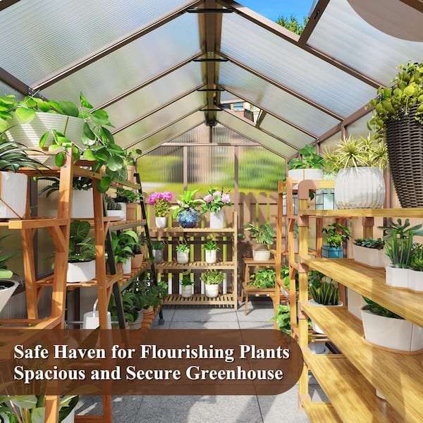VIWAT 6 ft. W x 12 ft. D Wooden Polycarbonate Greenhouse with