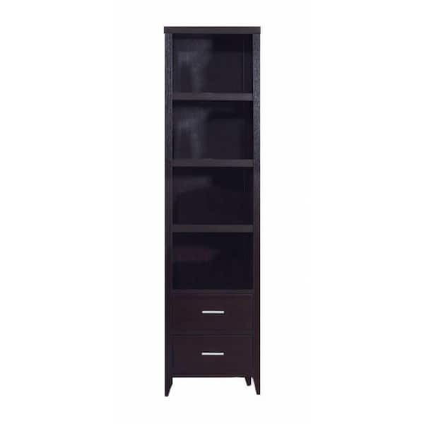 Benjara 82 in. Dark Brown Metal Well Designed Media Tower with Display Shelves