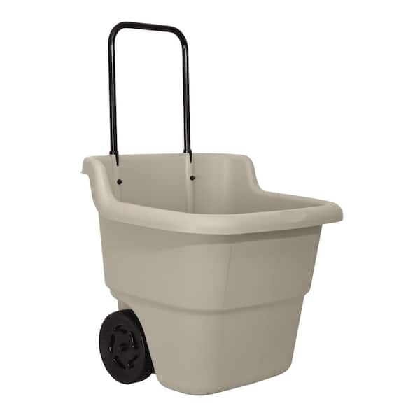 Suncast 15 Gal. Portable Resin Taupe Lawn Cart With Telescoping Handle