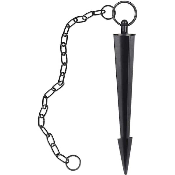 Rain Chain Anchoring Stake 29.8 in. Black Iron Garden Locator for Gutter Installation