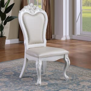 Divino Grand White Leatherette Upholstered Dining Chair (Set of 2)