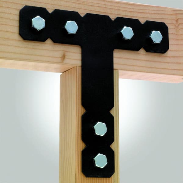 OHT 12 in. x 12 in. Black Powder-Coated Ornamental Heavy T Strap