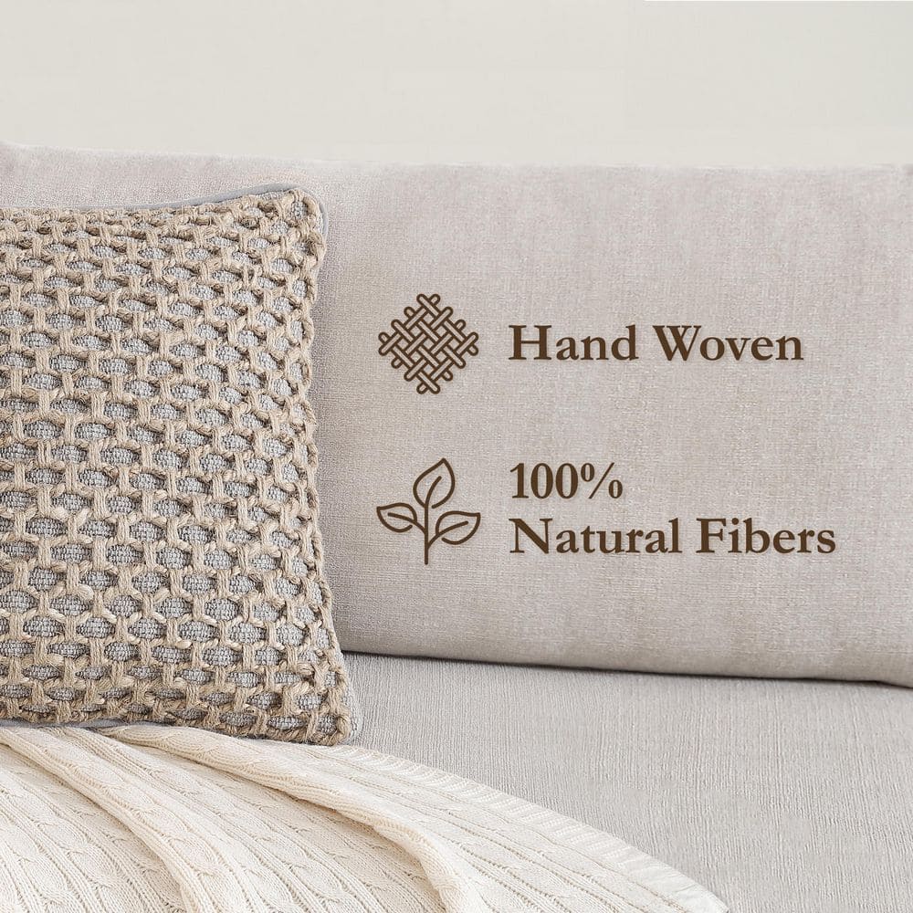 Jada 20'' Gray and Natural Woven Cotton and Jute Pillow