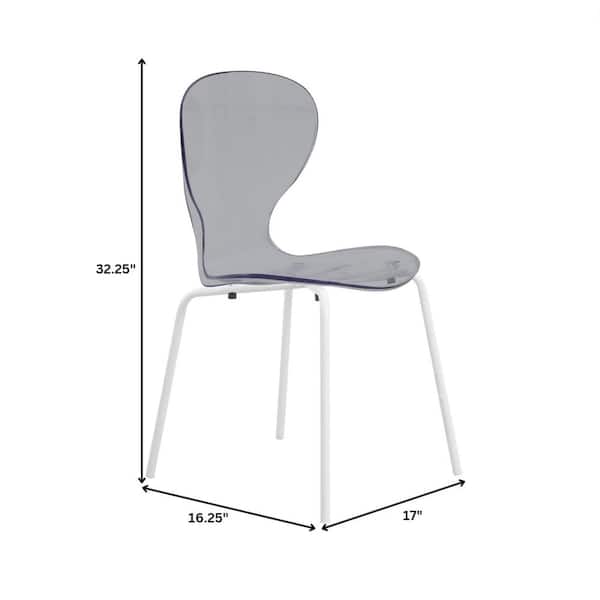 Leisuremod Oyster Modern  Transparent Stackable Dining Chair Stainless Steel White Base in Transparent Black